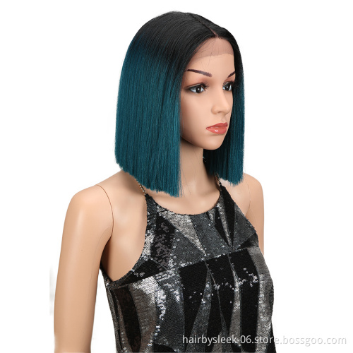 Magic Hair 10 Inch Short Straight Lace Front Wigs For Black Women Synthetic Wigs Hair ombre blonde Heat Resistant Fiber Hair